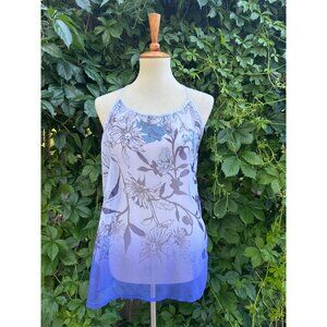Buffalo David Bitton Surfcore Sheer Racerback Tank Top Purple floral NWT Sz M